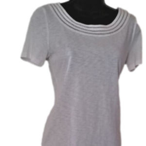 TALBOTS Women's Tee Top  Classic White Cotton